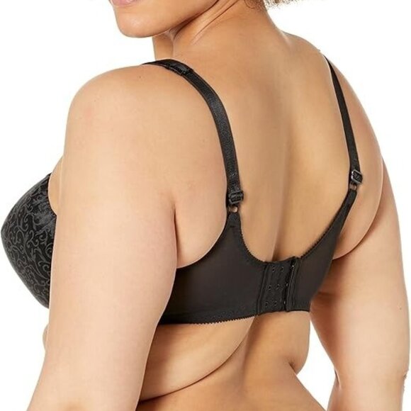 NWT Bali Satin Tracings Minimizer Underwire Bra DF3562 Black 34D - Picture 3 of 5